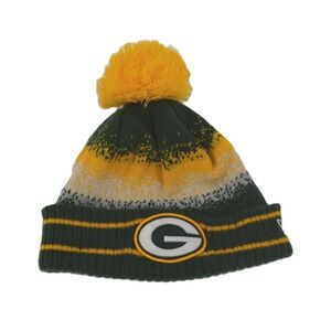 Green Bay Packers NFL Knit Pom Beanie Hat Yellow Green White Logo New Era